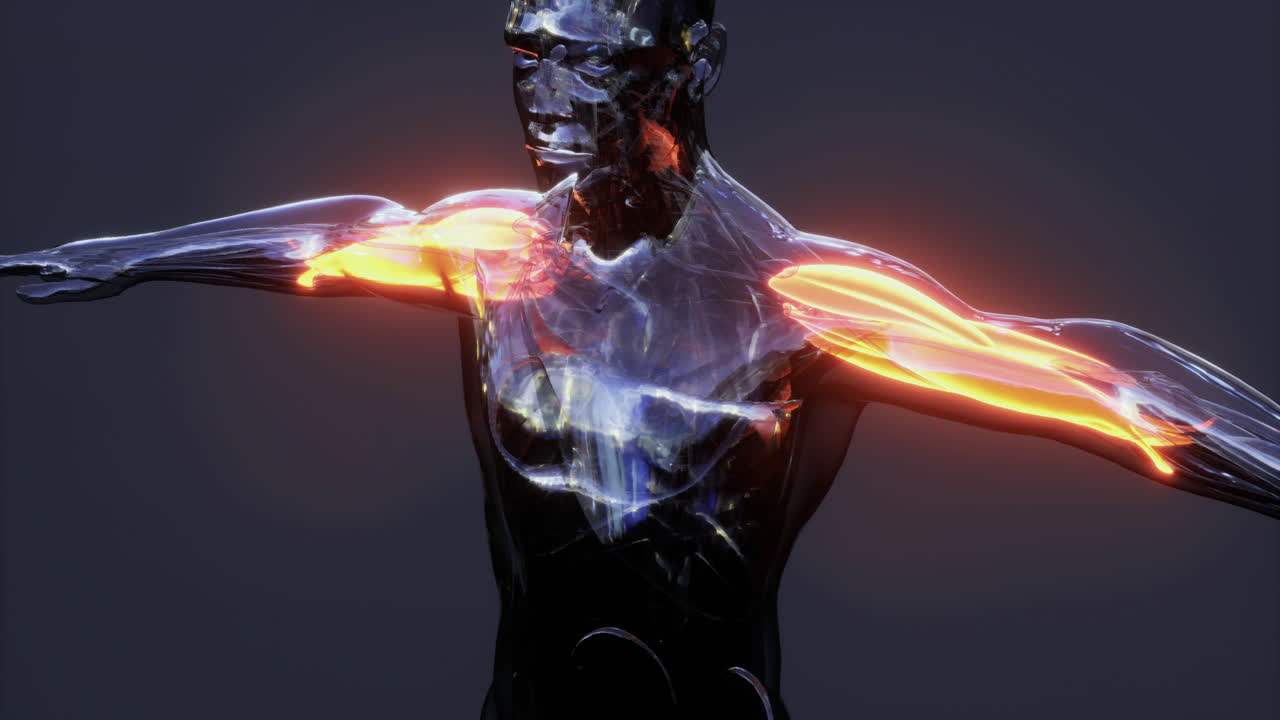 Detailed illustration of human muscle anatomy showcasing upper body muscles