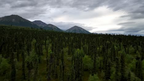 aerial of alaska mountains and wilderness near lake clark alaska