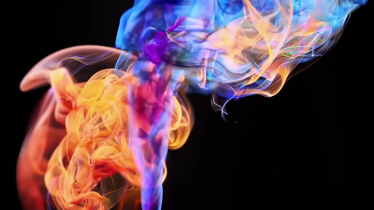Abstract Swirls of Blue and Orange Ink in Water