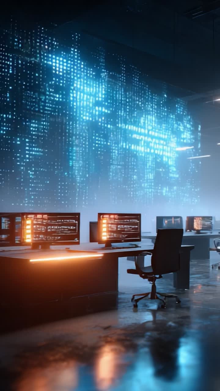 A Modern Digital Workspace Showcasing Advanced Computing Technology Illuminated by a Striking Blue Visual Display