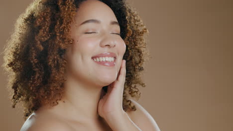 black woman face, beauty and cosmetic wellness