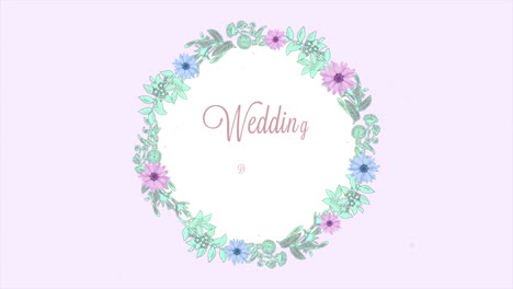 Hochzeitstag-Mit-Bunten-Retro-Blumen-Im-Kreis