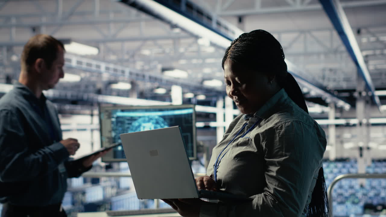 Data Center Supervisor On Industrial Platform Working To Improve Ai Rigs