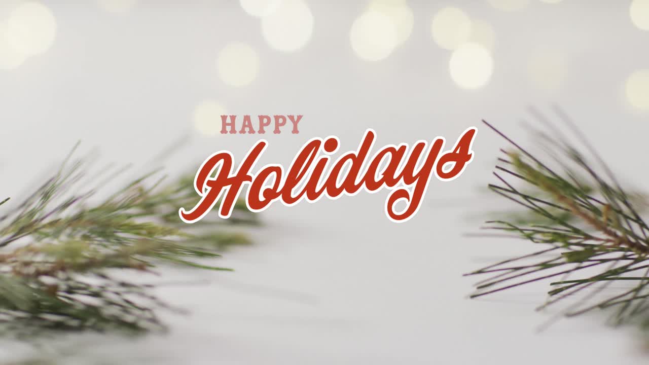 Animation of christmas greetings text over christmas tree decorations