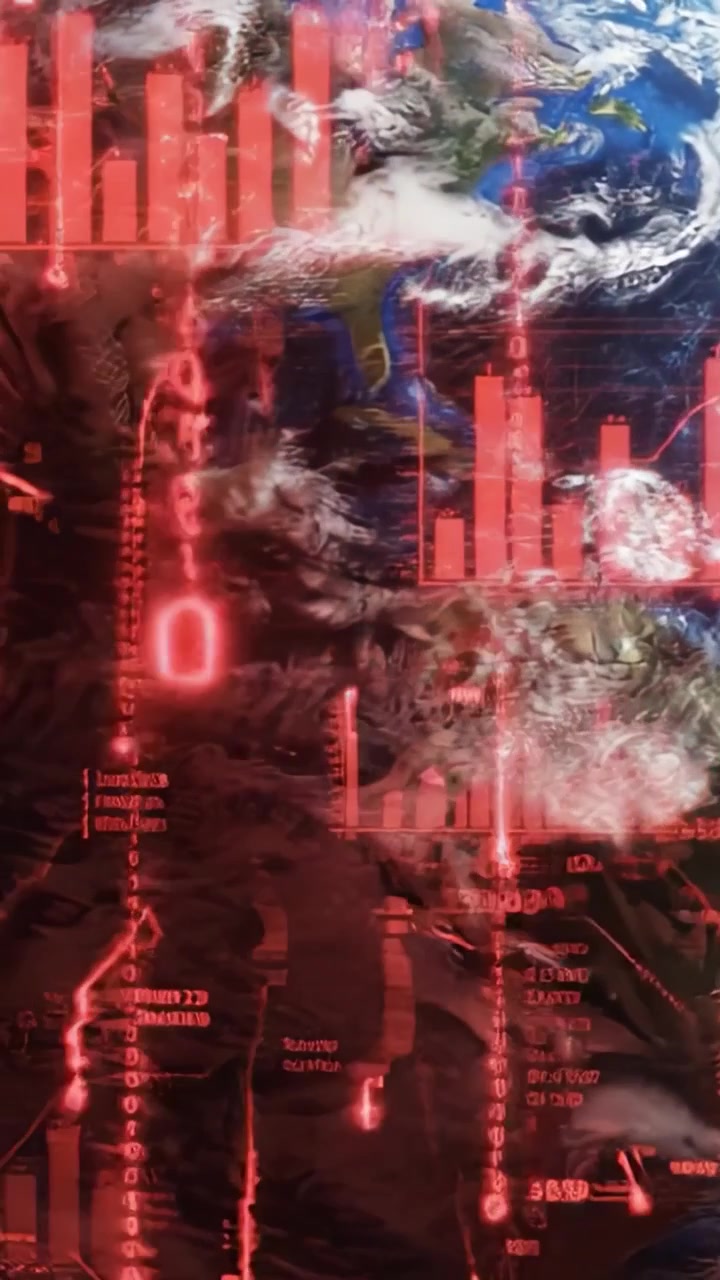 A Stunning Visual Representation of Earth Surrounded by Dynamic Data Streams and Digital Visualizations, Capturing the Interaction of Nature and Technology