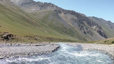 flowing rivers in the valley of kyrgyzstan