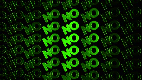 repeated "no" in green on black background