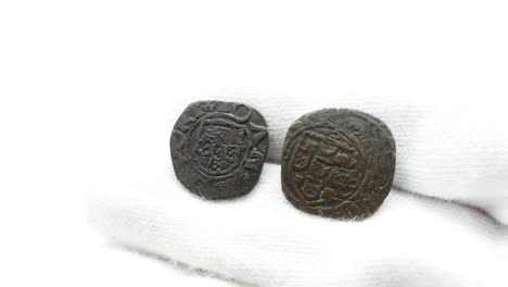 Numismatist-in-White-Gloves-Looking-at-Old-Coin-26