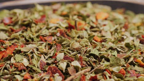 close-up of dried herbs and spices