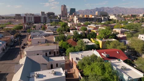 aerial view of tucson, arizona downtown and residential neighborhood