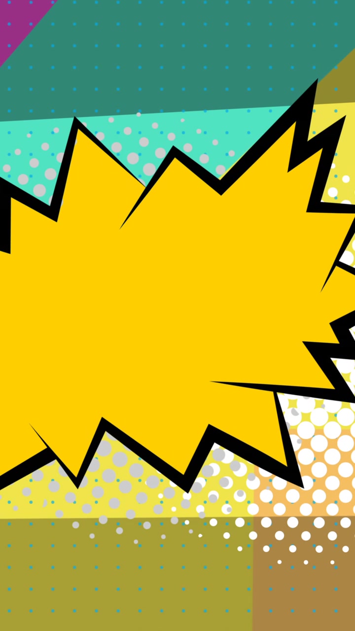Animation of speech bubble on colourful moving background