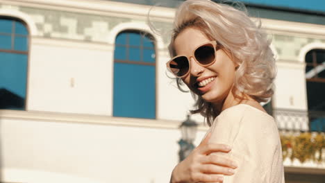 smiling woman outdoors