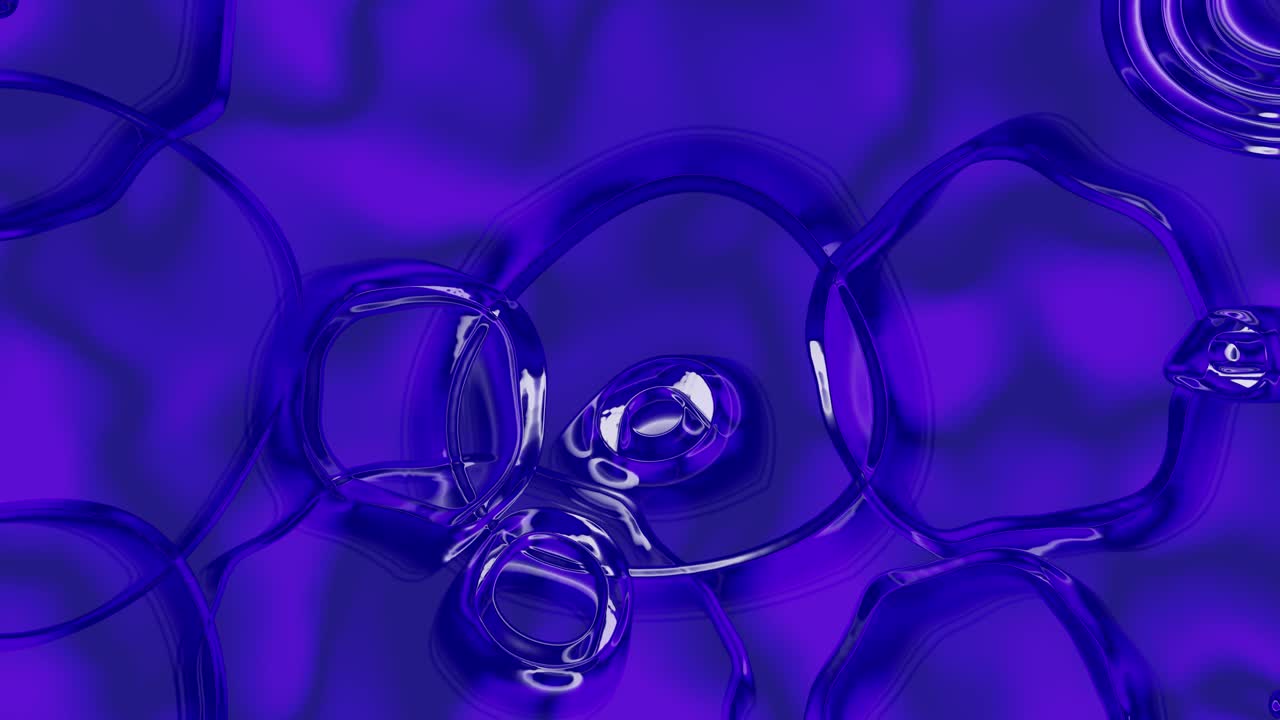 Anelli liquidi viola astratti che si trasformano senza soluzione di continuità.