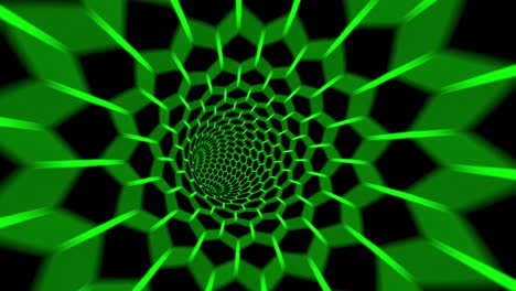 4k futuristic technology abstract tunnel background with green lines for network, big data, data center, server, vj, internet, speed. spectrum vibrant colors, laser show. 3d animation loop 4k