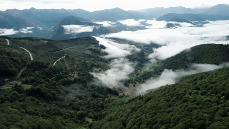 stunning drone view in french pyrennees, mountain roads