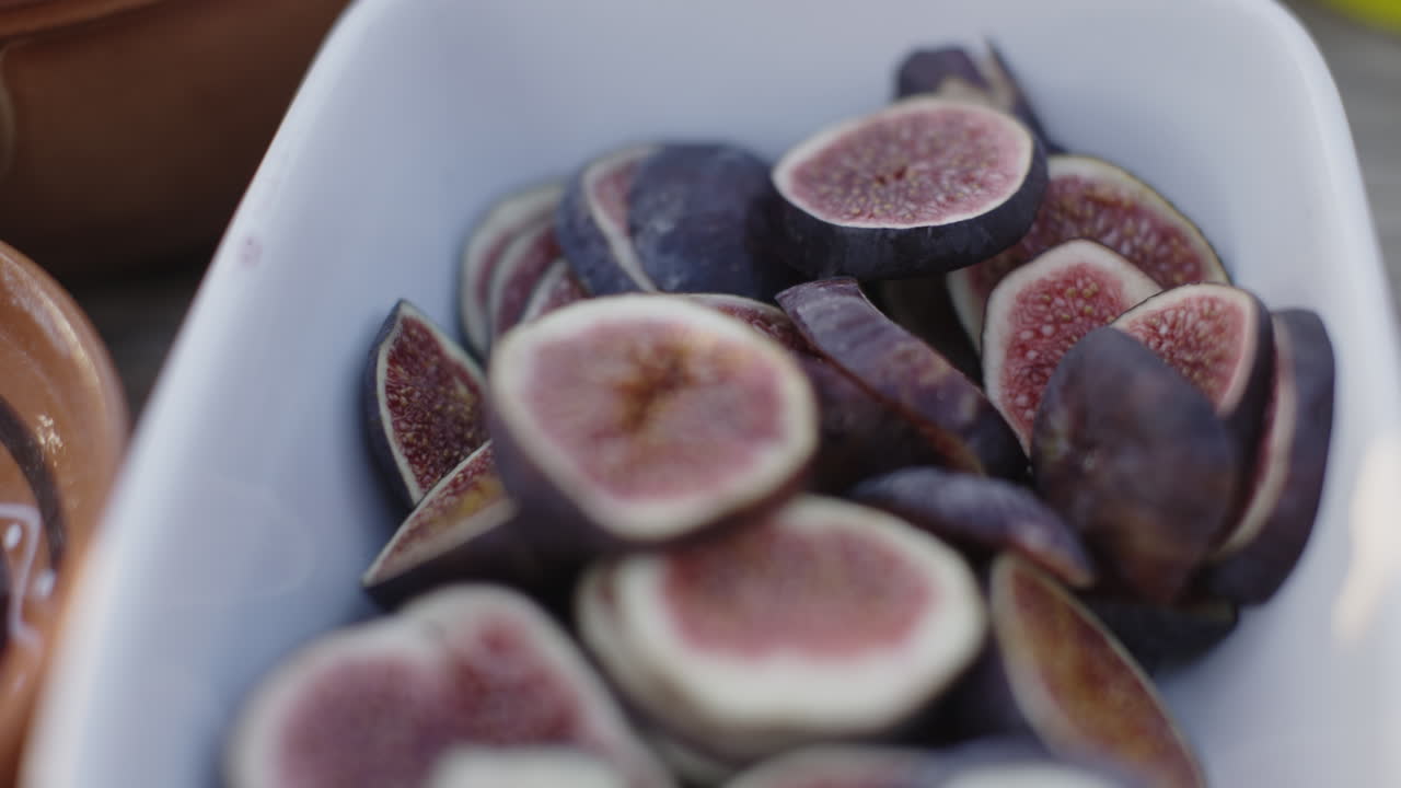 Sliced Figs in a Bowl
