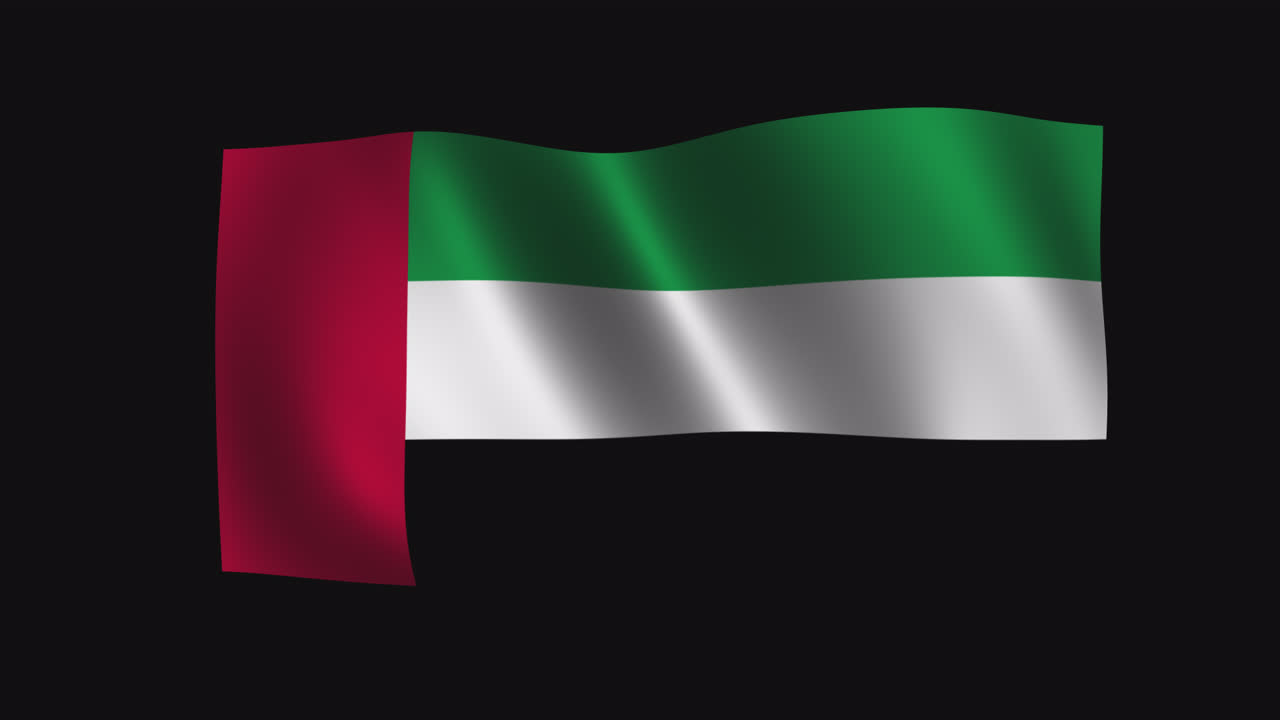 United Arab Emirates Flag Waving on Black Background