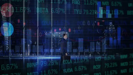 animación del procesamiento de datos financieros sobre el empresario en el cargo