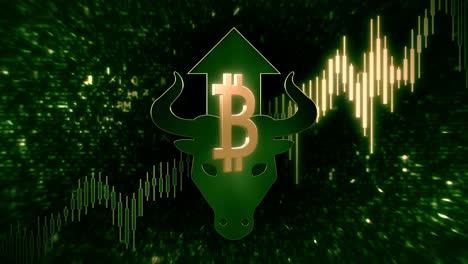 bitcoin trading bull market green cryptocurrency graph loop background