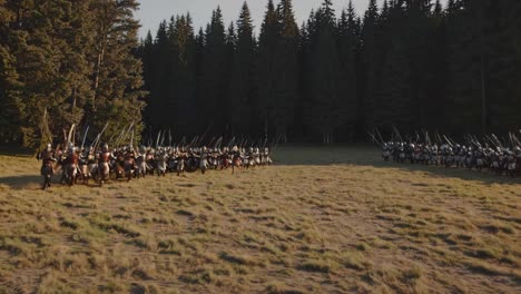 medieval army in a battle formation