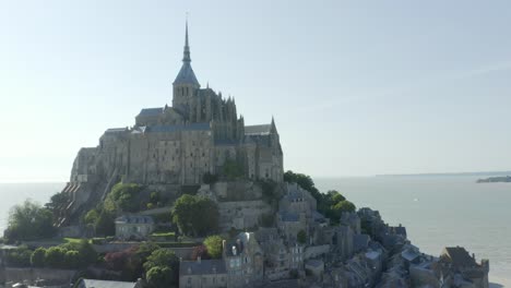 aerial view of historical church mont saint-michel abbey in france