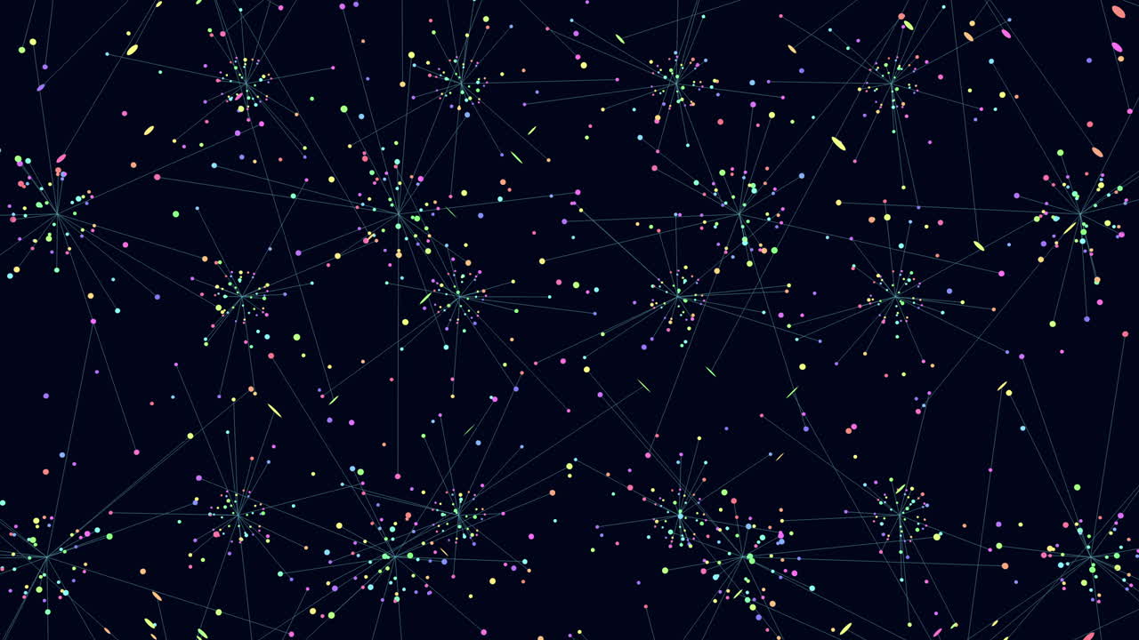 Dynamic multicolored dot pattern on black background