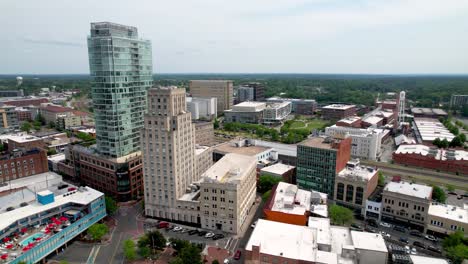 aerial-orbit-durham-nc,-north-carolina-skyline