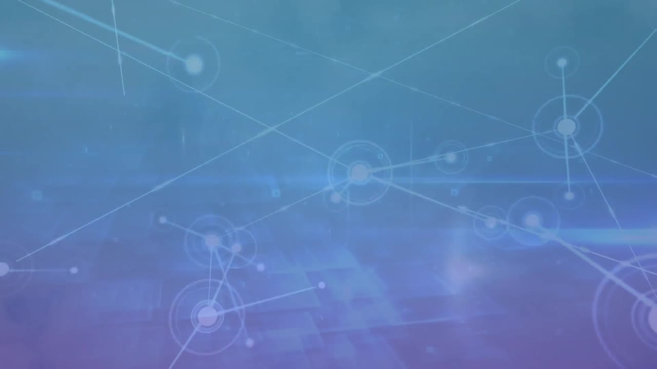 animación de la red de conexiones y rastros de luz contra un fondo de gradiente azul