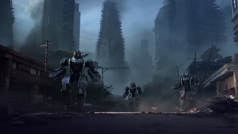 robots in a destroyed city