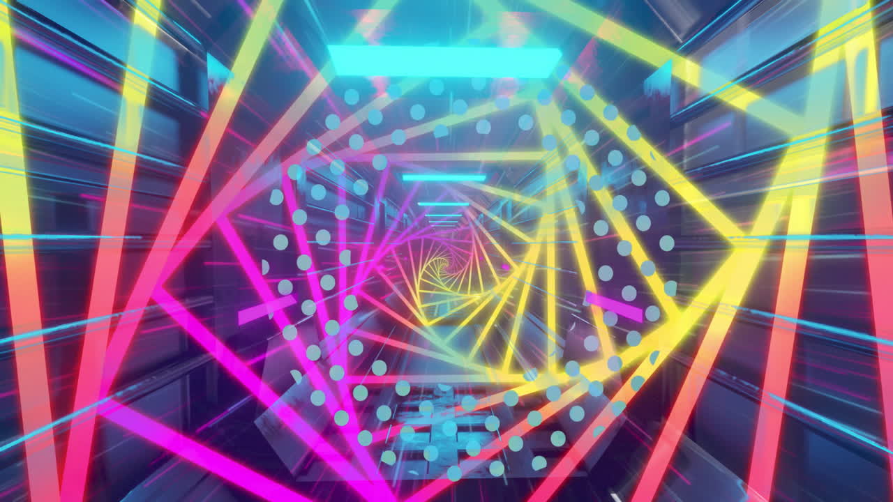 animación de formas coloridas sobre rastros de luz sobre fondo negro