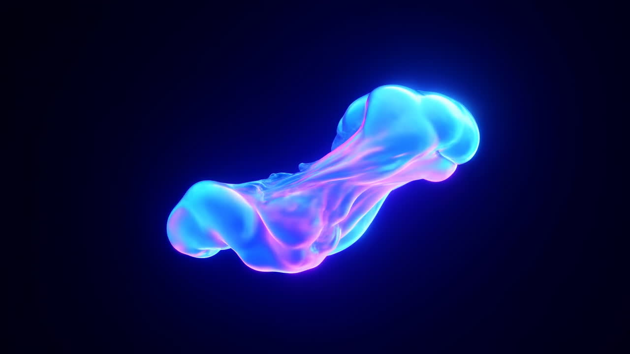 Abstract Glowing Fluid Morphing on Black Background