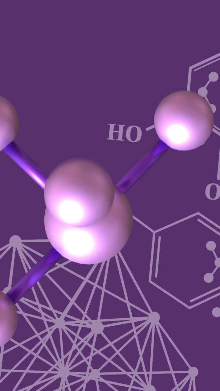 Animation of molecular structure and dna strand diagrams over purple background