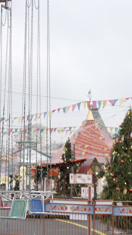 empty carousel swing ride at a festive outdoor market
