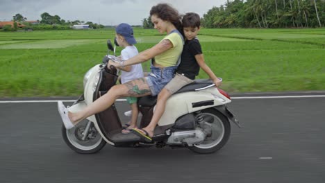 woman and children enjoying summer holiday