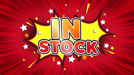 in stock comic style announcement