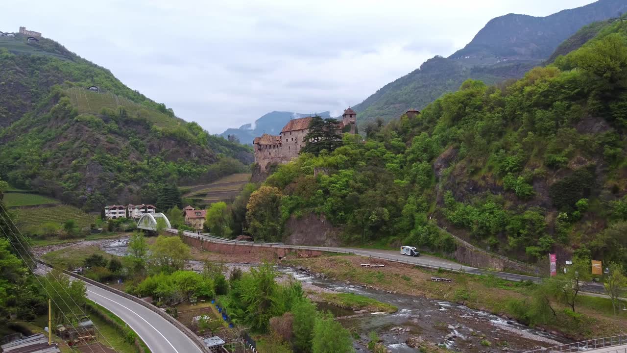 Roncolo Castle (Runkelstein) Perched Above River Valley near Bolzano, Italy