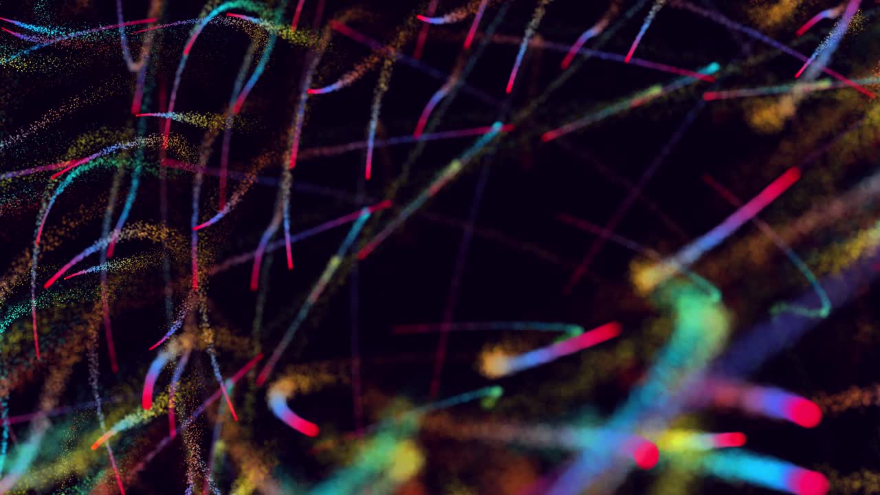 las partículas mágicas forman senderos hermosos. estructura de remolino. 3d render abstracto explosión colorida con luma mate como canal alfa. explosión de color arco iris.