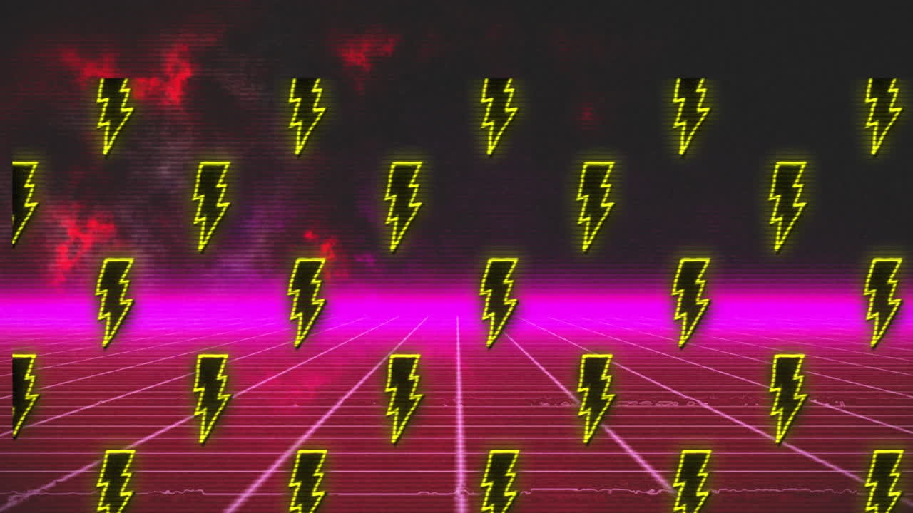 디지털 파란색과 초록색 공간에서 플래시의 애니메이션