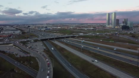 Aerial-view-of-cars-driving-at-crossroads