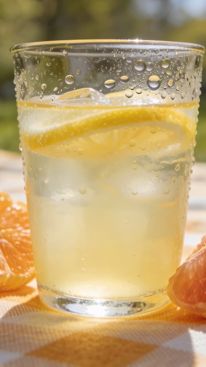 Forfriskende limonadedrik med is og citrus til en sommerpicnic
