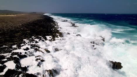 poderosas olas rompen la costa de aruba