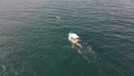 barco de pesca navegando en el mar azul