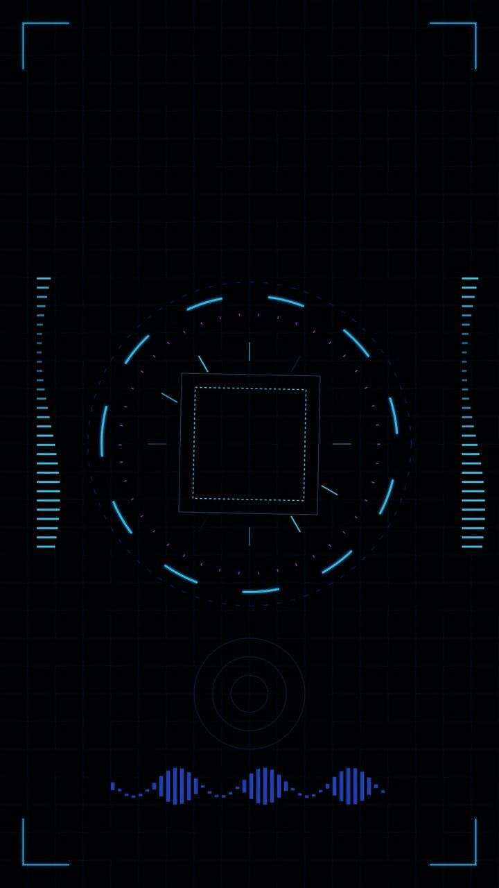 Futuristic Digital Interface HUD with Rotating Geometric Elements