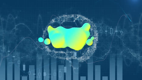 animation of yellow and blue stain over digital brain and graph