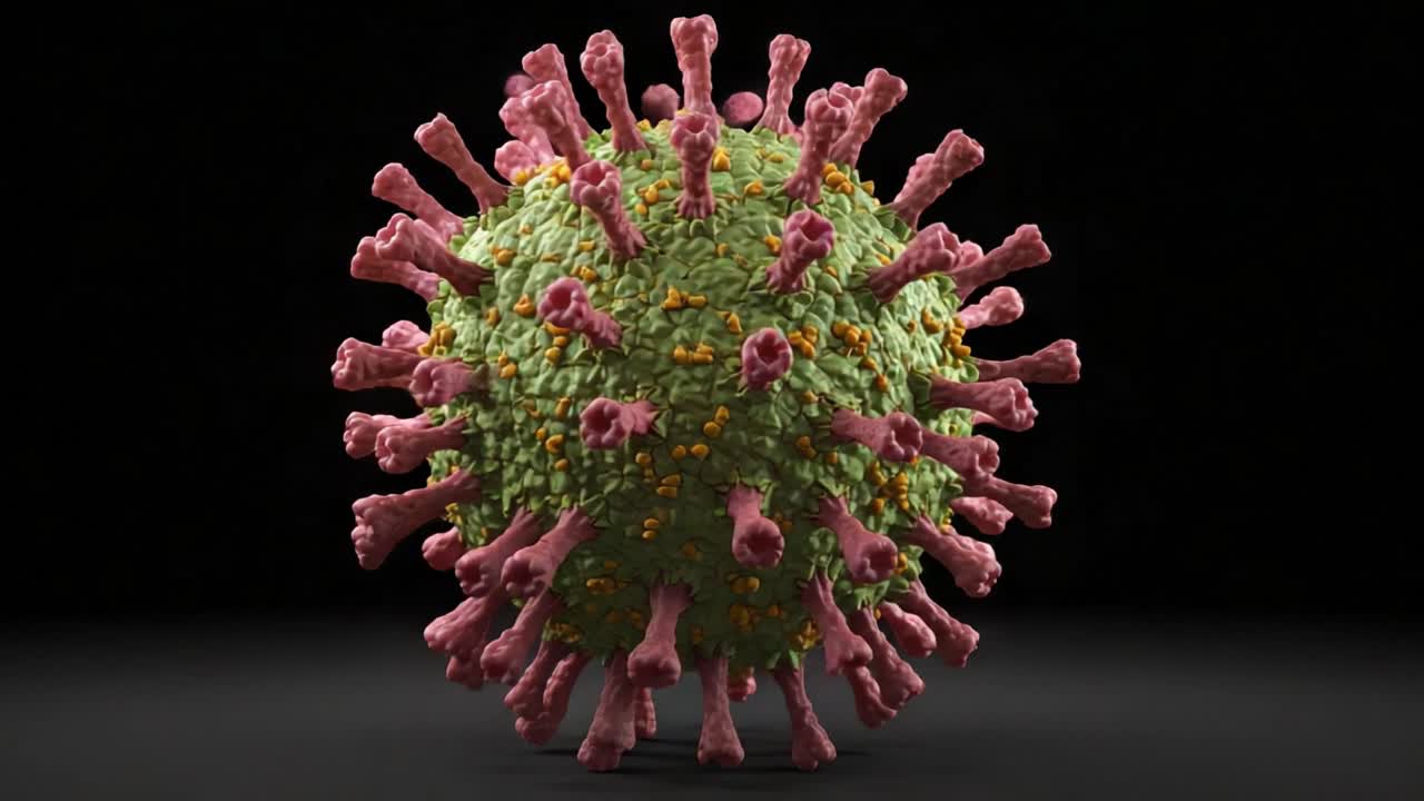 Stunning Visualization of a Virus with Elaborate Structural Details Showcasing Surface Proteins and Complex Morphology in Scientific Research Imagery