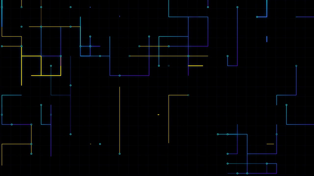 Abstract Digital Network Lines Growing on Dark Background