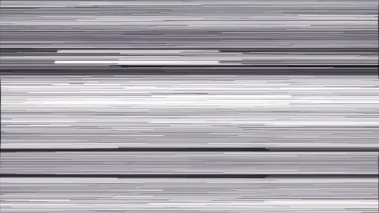 Scharfe, dünne horizontale Glitch-Linien flimmern schnell auf einem dunklen Hintergrund und erzeugen einen nervösen und ausgefallenen digitalen Interferenz-Look