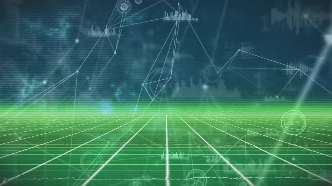 animaciones de la red de conexiones y procesamiento de datos a través de la red verde