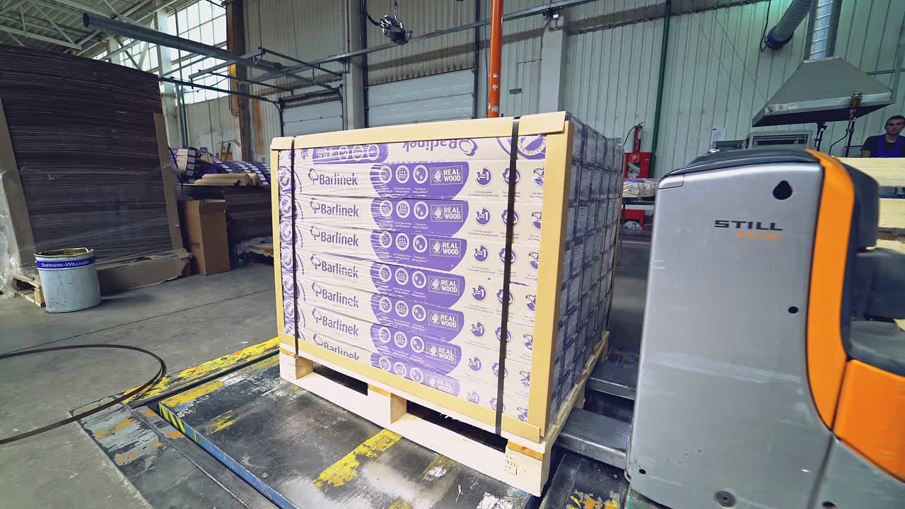 Factory for the production of parquet board. Manufacture of flooring, parquet processing