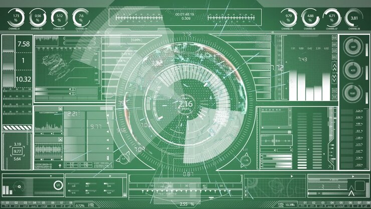 Animation of scope scanning and data processing on green screen
